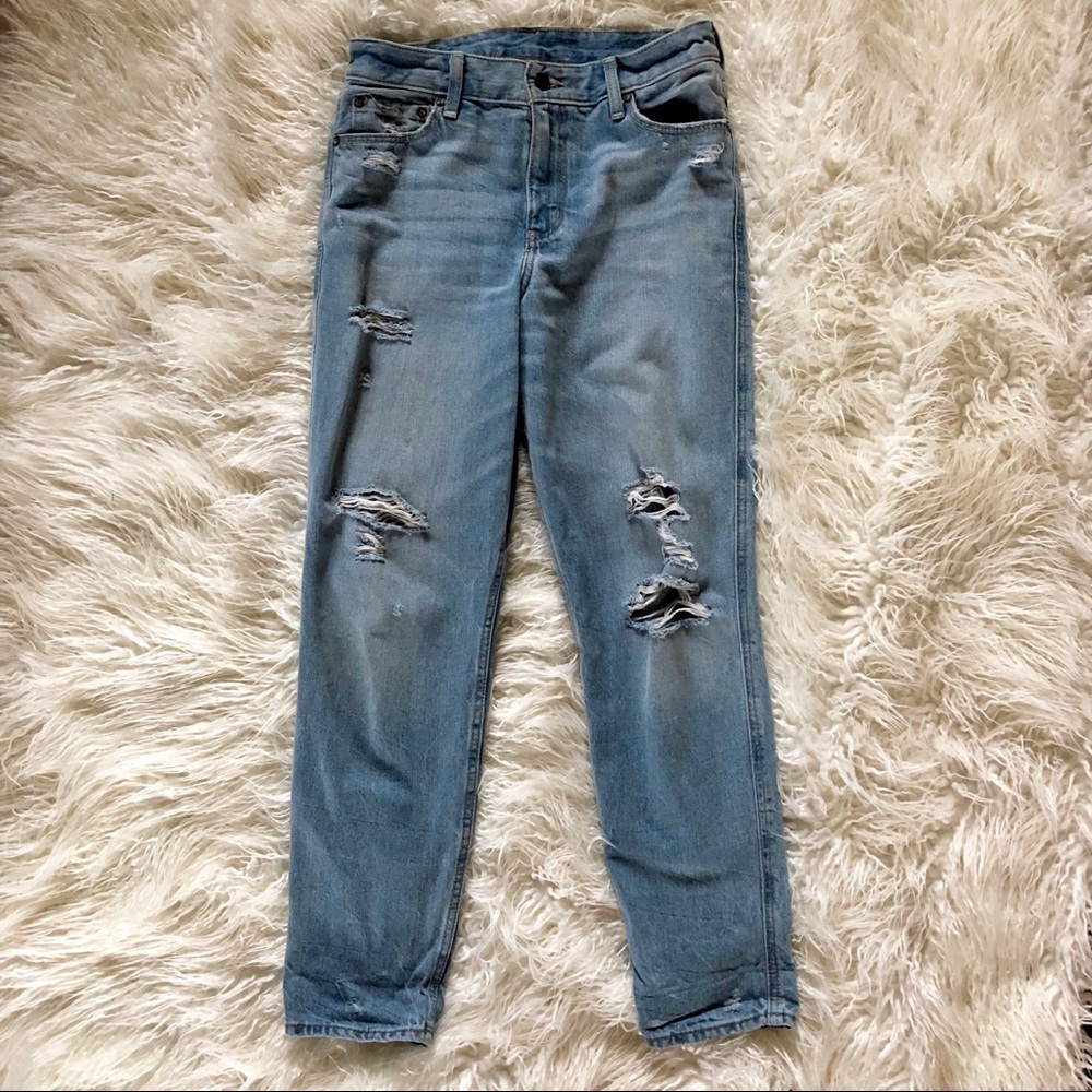 Light Wash Distressed Boyfriend Jeans